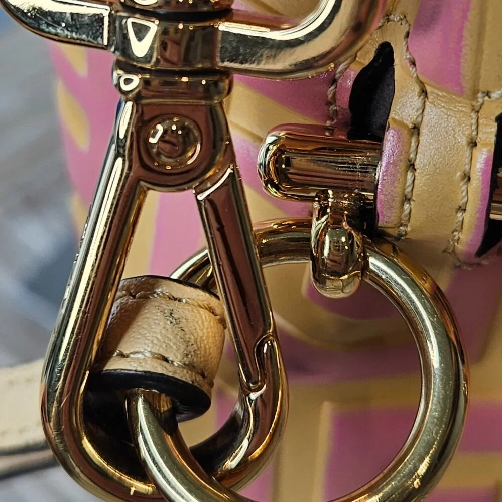 Fendi Vitello Liberty Mini Mon Tresor Bucket Bag Pink and Yellow - Picture 6 of 15
